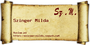 Szinger Milda névjegykártya